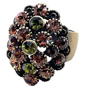 Lia Sophia Rhinestone Cluster Statement Ring Size 7 Elegant Going Out Evening